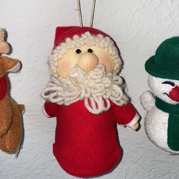 Vintage Christmas Fabric Ornaments Snow man Santa and Reindeer - Picture 2 of 12